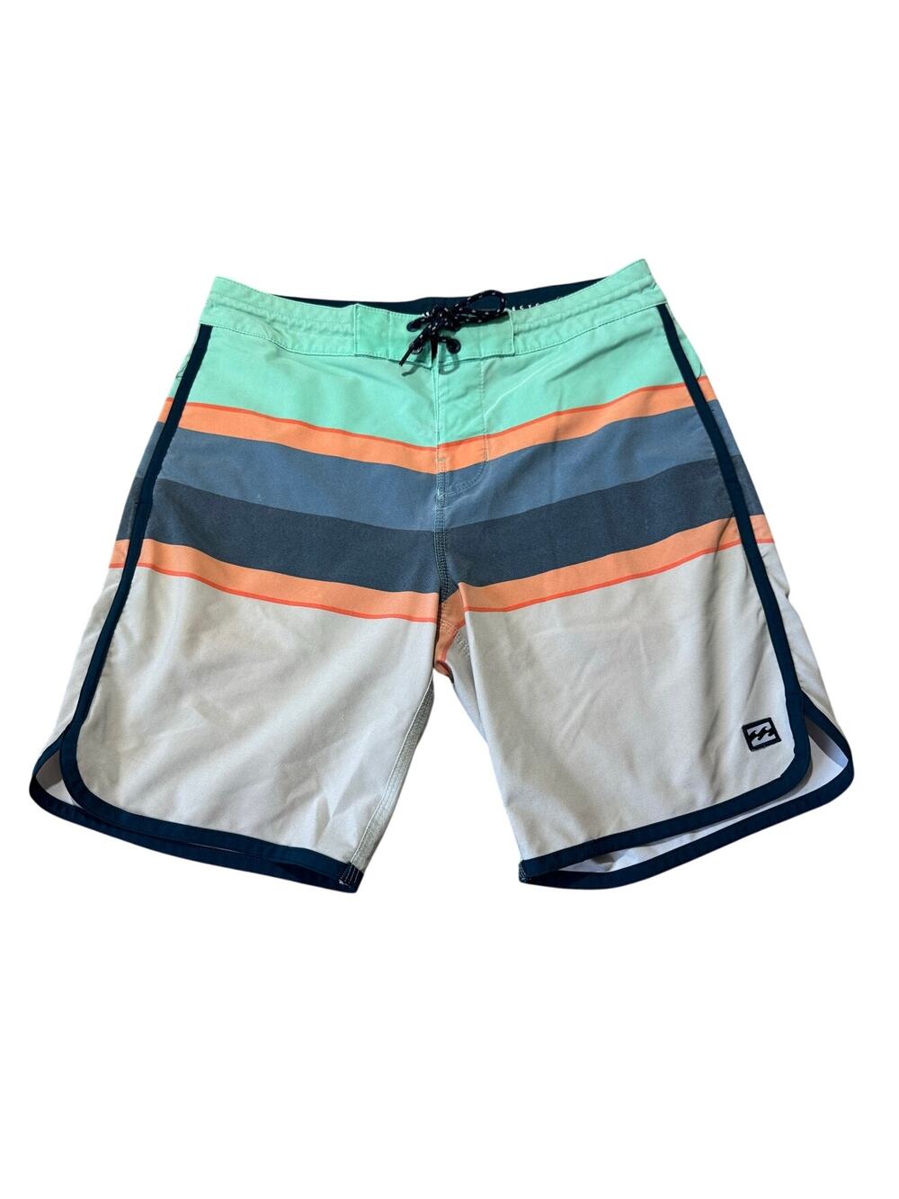 Billabong Men's 73 Spinner Lo Tide Boardshorts Size 28 Striped Swim Trunks Surf